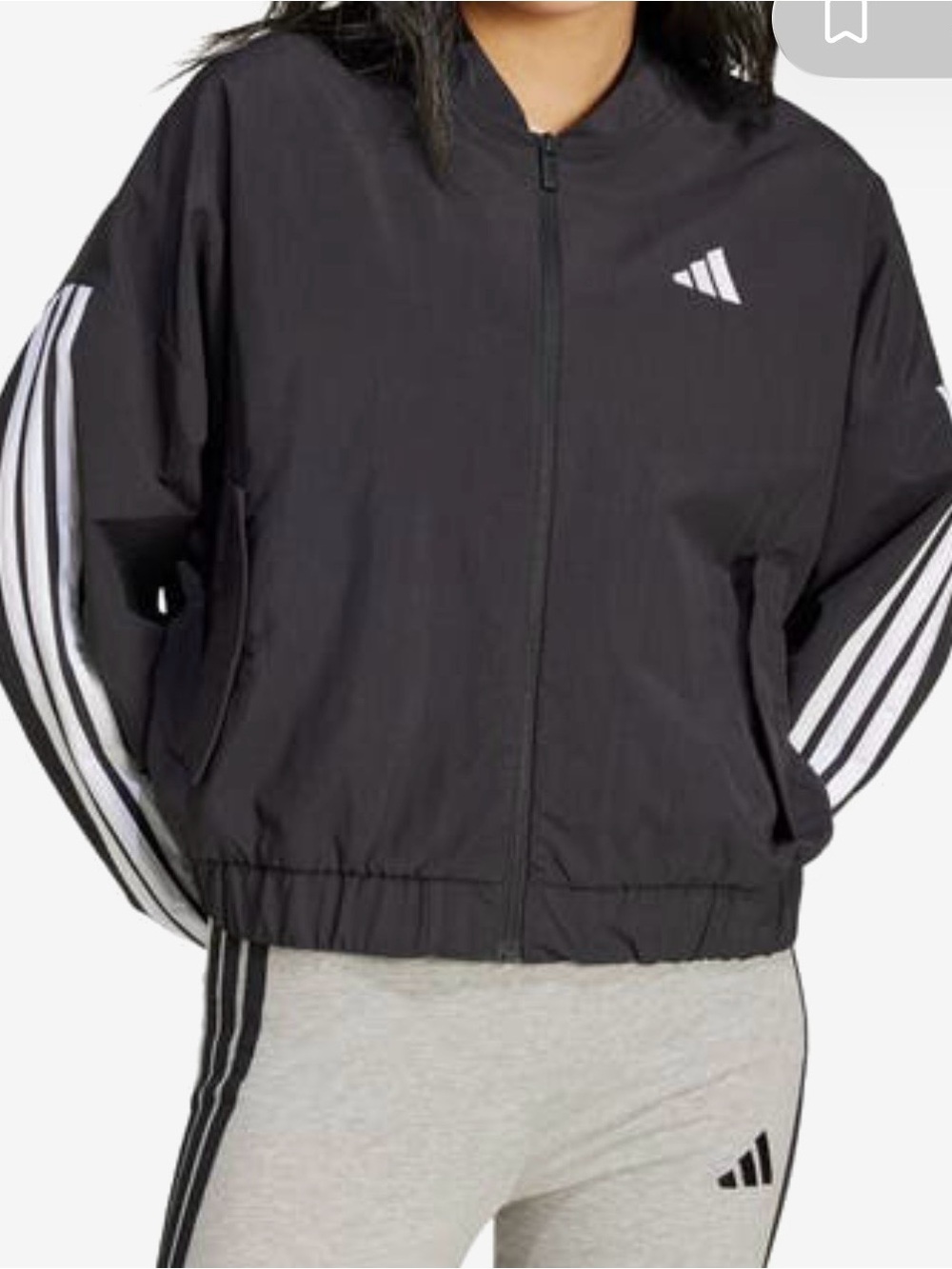 adidas Black bomber Jacket with White Stripe Details